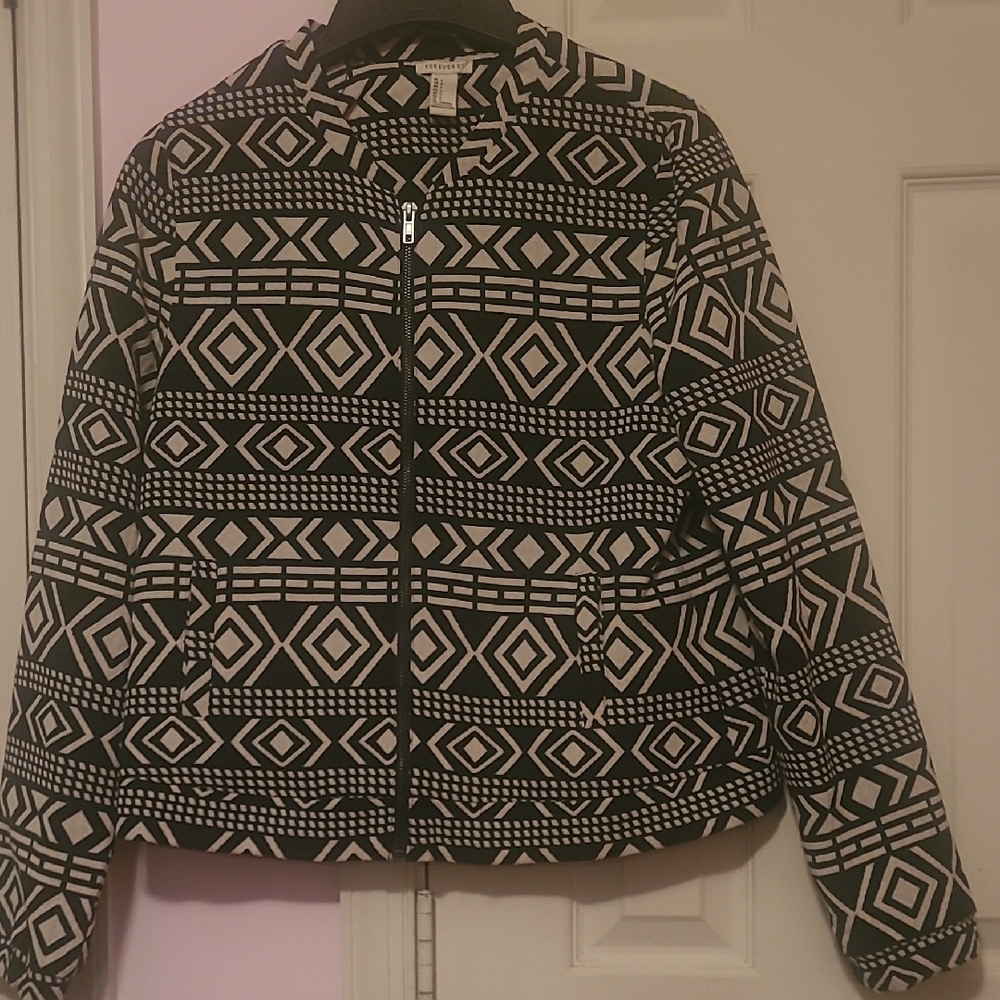 Geometric Black and White Women's Jacket